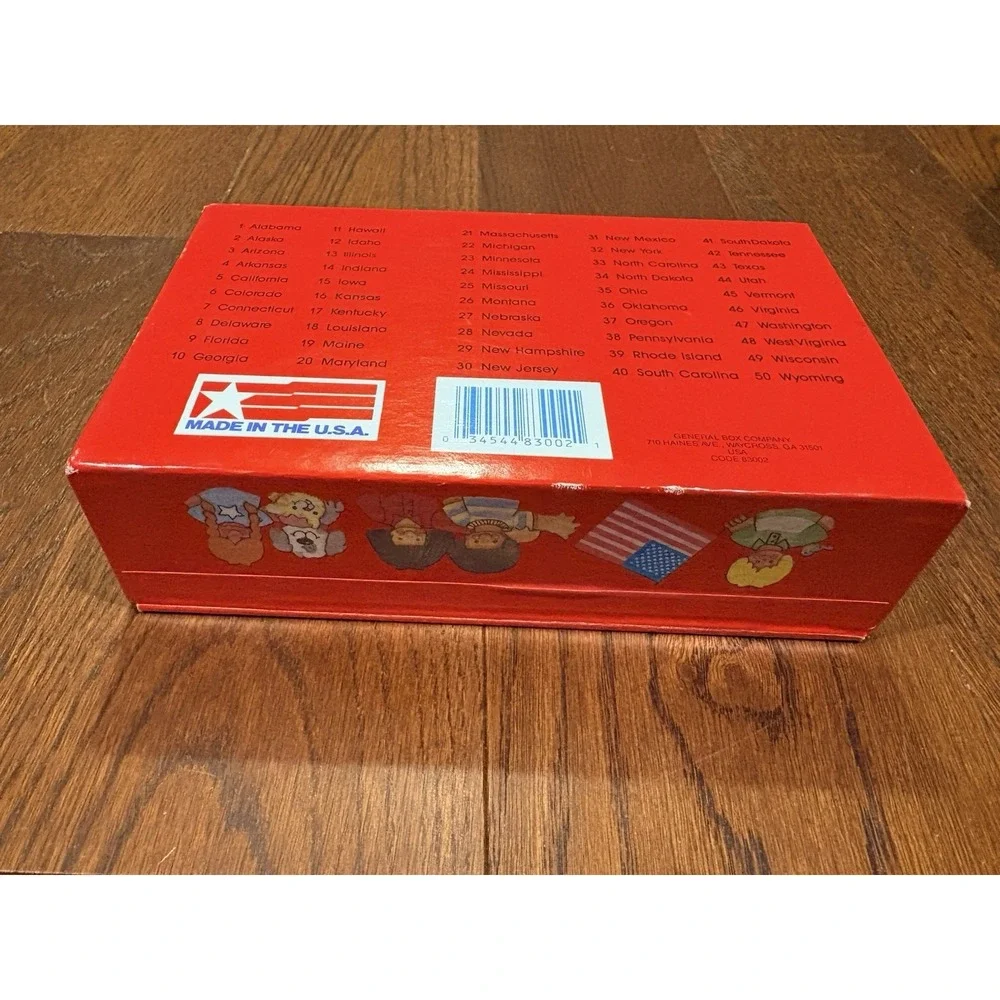 Vintage School Pencil Supply Box Holder United States Map Red
